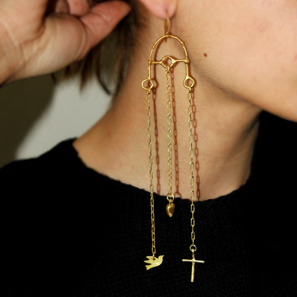 GOLD EXTRA LONG EARRINGS ‘’E013GP’’