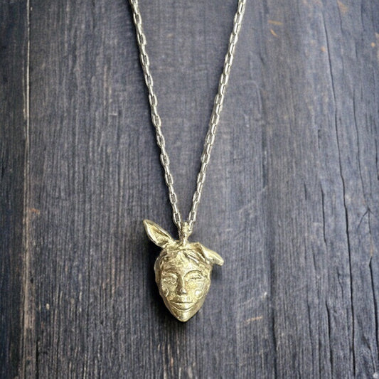 SOLID SILVER FACE NECKLACE ‘’N038SS’’