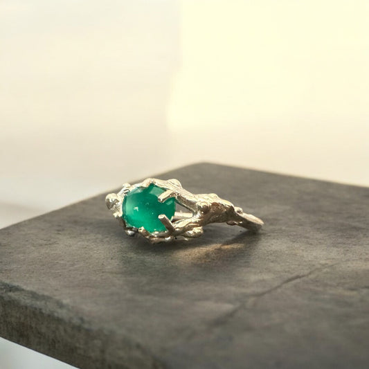 RING ‘’R214SS GREEN AGATE’’