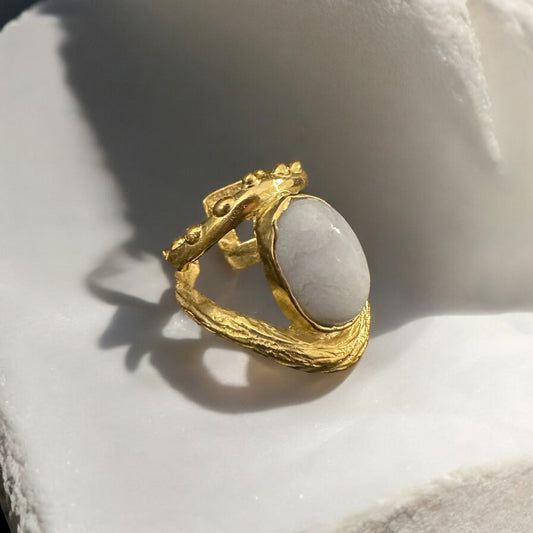 GOLD RING ''R457SSS  BLUE LACE AGATE''