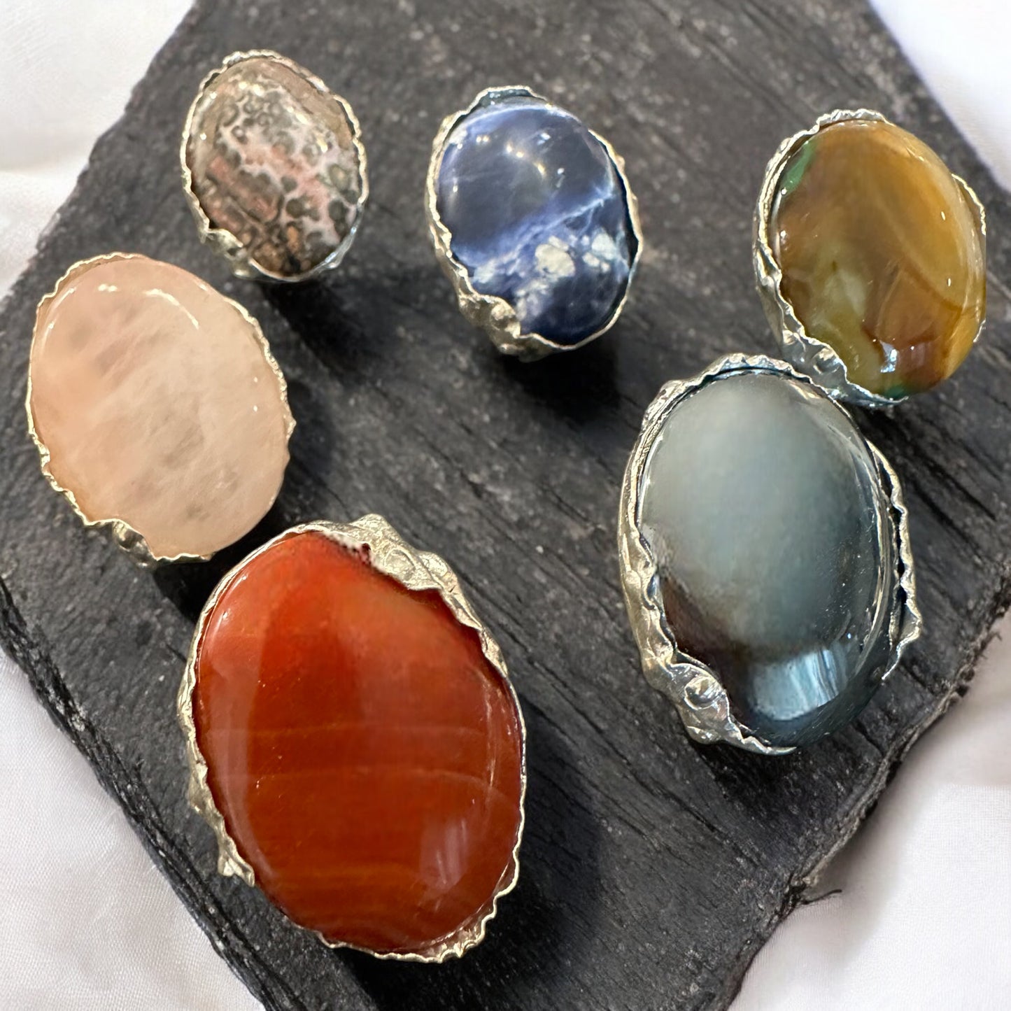 SILVER RING ‘’R402SS YELLOW AGATE’’