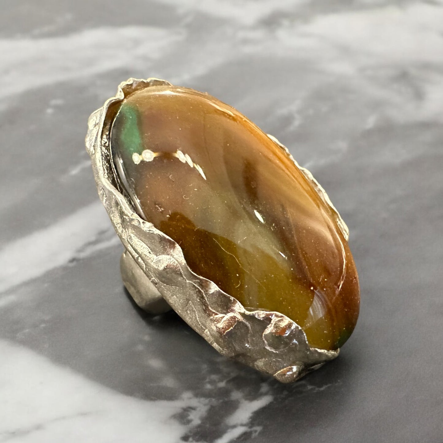 SILVER RING ‘’R402SS YELLOW AGATE’’