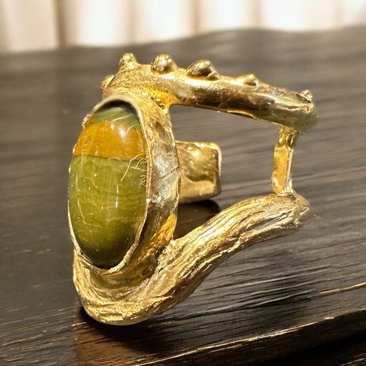 GOLD RING ''R457GPS OCEAN JASPER''